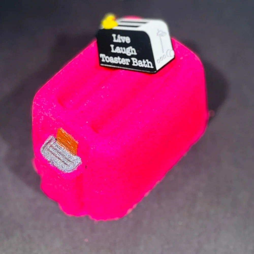 Toaster “Last Bath” Bath Bomb with Keepsake “Live Laugh Toaster Bath” Enamel Pin